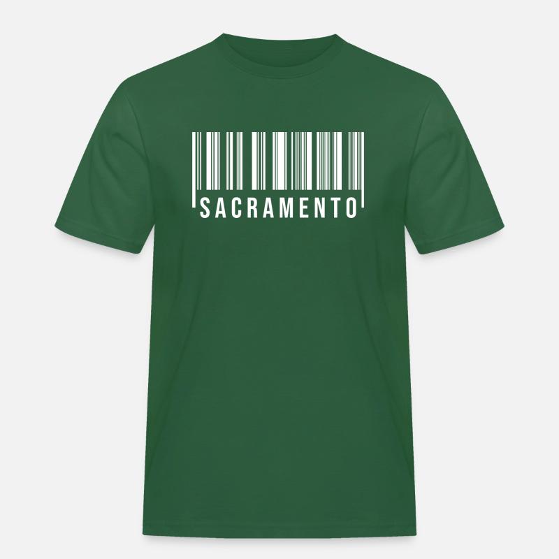 Sacramento Strichcode - Männer Workwear T-Shirt - Flaschengrün