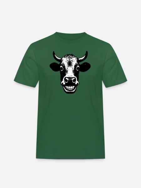 Grinning Cow - Men's Workwear T-Shirt - bottle green