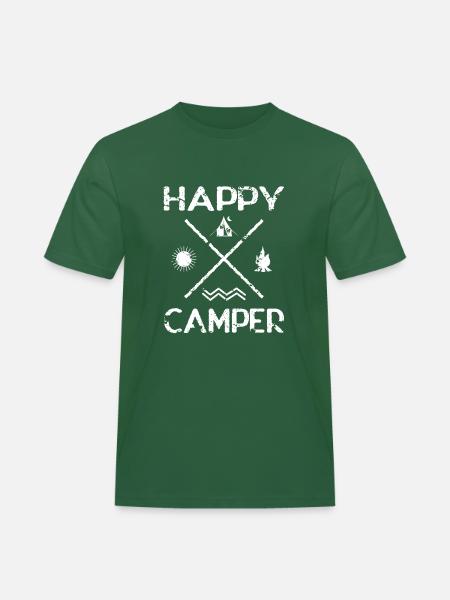 Happy Camper - Männer Workwear T-Shirt - Flaschengrün