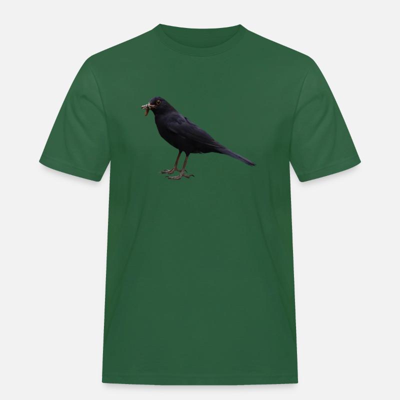 Amsel Vogel schwarzer Vogel - Männer Workwear T-Shirt - Flaschengrün
