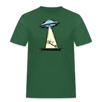 Ufo, Lastenfahrrad, Lastenrad, Cargobike, Aliens - Männer Workwear T-Shirt - Flaschengrün - Vorne - AI Model Male 178 light (178cm)