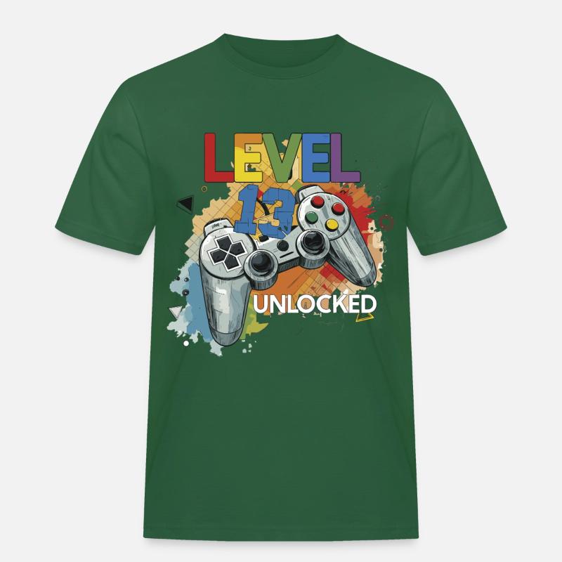 Level 13 Freigeschaltet Controller Graffiti Geburt - Männer Workwear T-Shirt - Flaschengrün