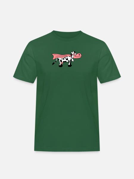 Super Cow Cartoon - Men's Workwear T-Shirt - bottle green