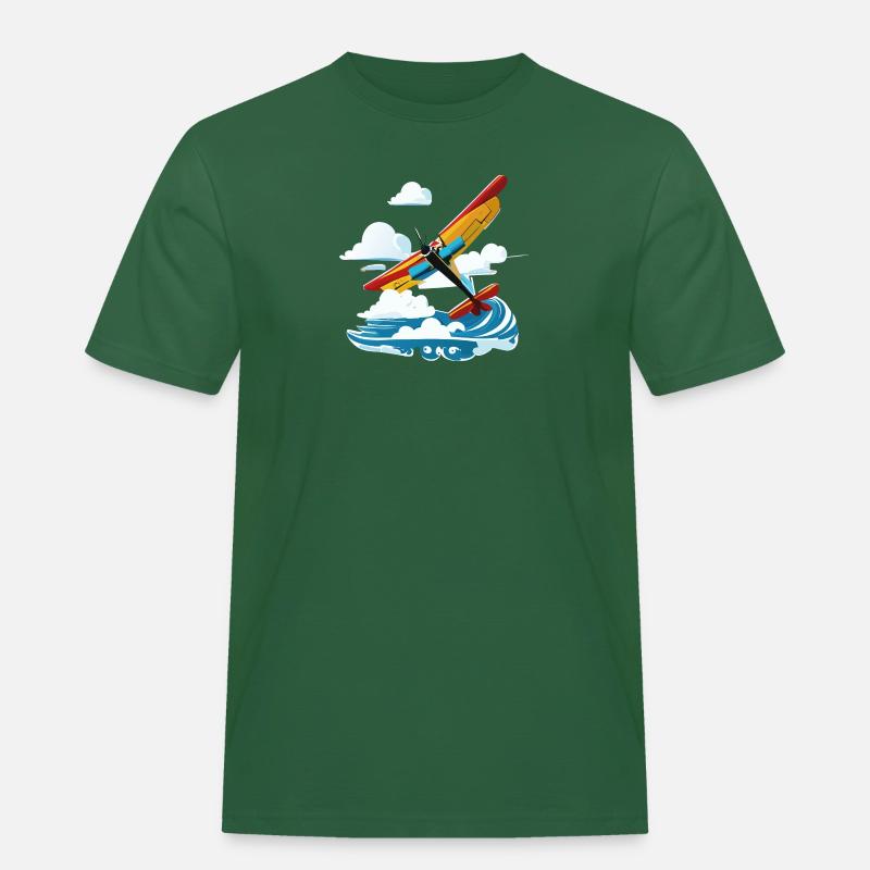 YellowUpSpreadClouds - Männer Workwear T-Shirt - Flaschengrün