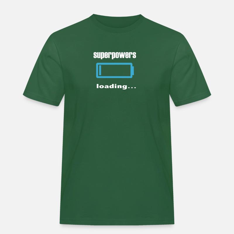 superpowers loading... - Men's Workwear T-Shirt - bottle green