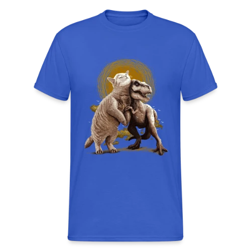 Chats et Dinos Amis : L'Aventure Décalée - T-shirt Gildan épais homme