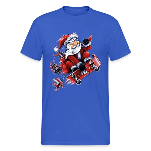 Père Noël Skateur Fou - T-shirt Gildan épais homme