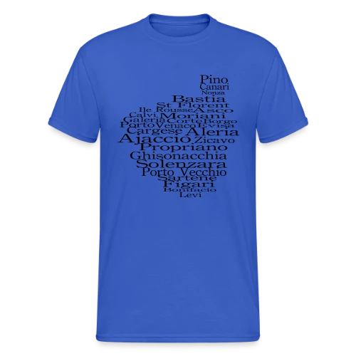 Carte Corse Villes Typographie - T-shirt Gildan épais homme