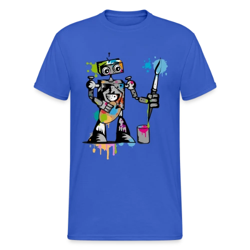 Le Robot Artiste au Pinceau - T-shirt Gildan épais homme