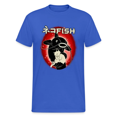 Amitié Insolite : Chat & Poisson-Chat - T-shirt Gildan épais homme