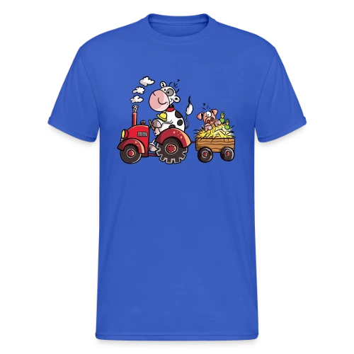La Vache au Volant, le Cochon à Bord - T-shirt Agricole Fun - T-shirt Gildan épais homme