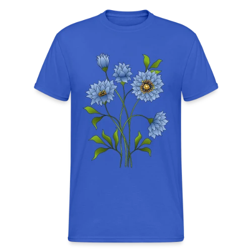 Éclat Floral Bleu - T-shirt Gildan épais homme