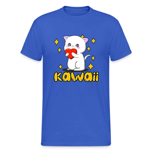 Chat Kawaii Cœur Scintillant - T-shirt Gildan épais homme