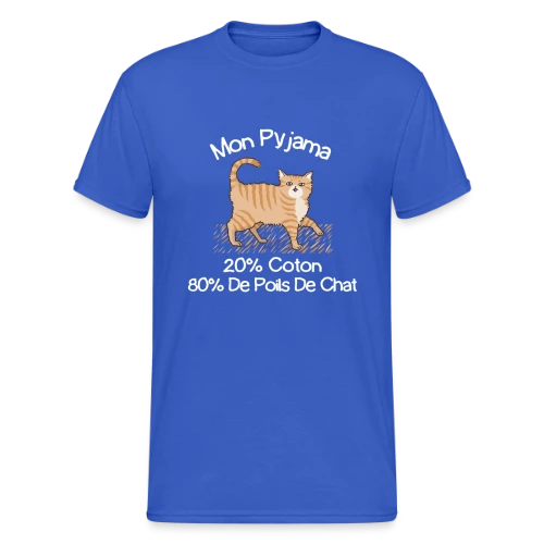 T-shirt Humour 'Mon Pyjama 80% Poils de Chat' - T-shirt Gildan épais homme