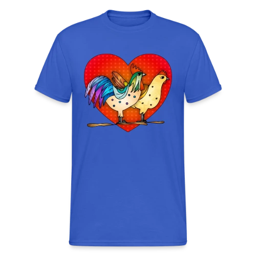 Duo Coq et Poule Champêtre - T-shirt Gildan épais homme