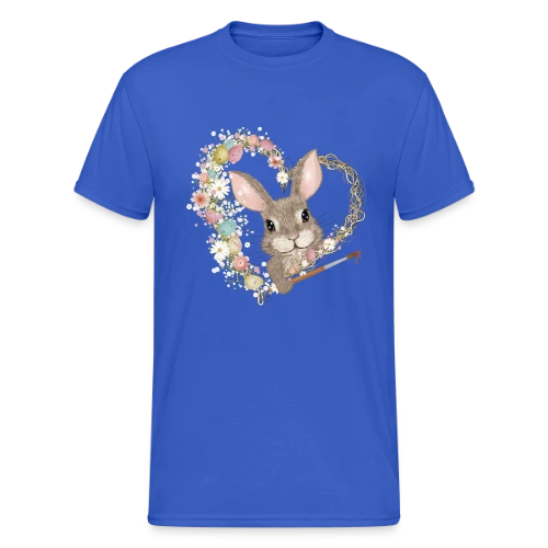 Lapin de Pâques Artiste : Cœur d'Œufs Pastel - T-shirt Gildan épais homme