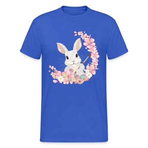 Lapin de Pâques Enchanteur: Fleurs et Pinceau Pastel - T-shirt Gildan épais homme
