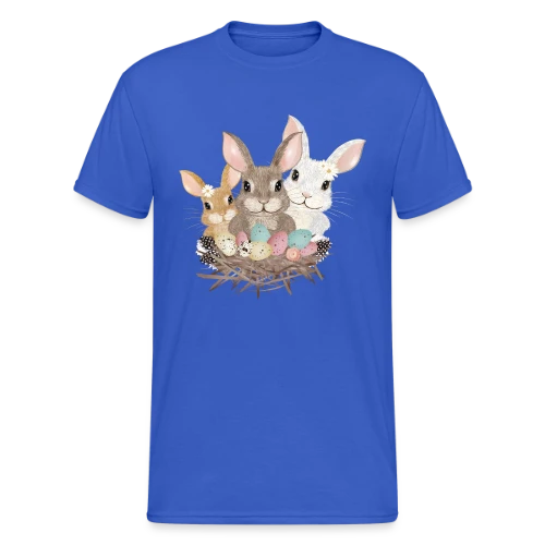 Famille de Lapins de Pâques Pastel Adorables - T-shirt Gildan épais homme