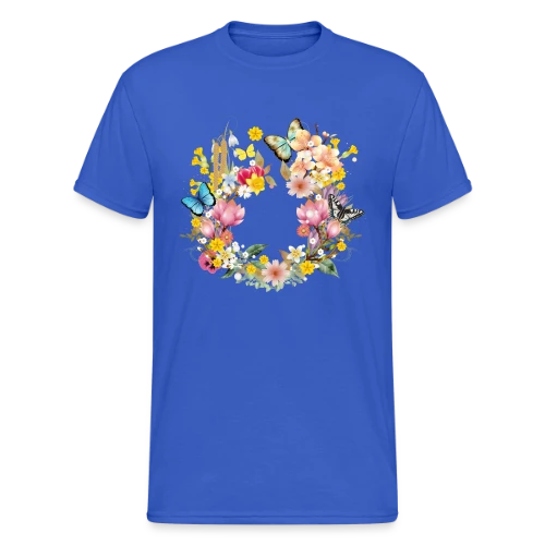 Éclosion Printanière : Fleurs et Papillons Colorés - T-shirt Gildan épais homme