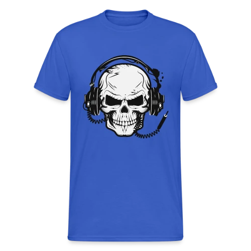 Tête de Mort Casque Audio - Esprit Rock - T-shirt Gildan épais homme