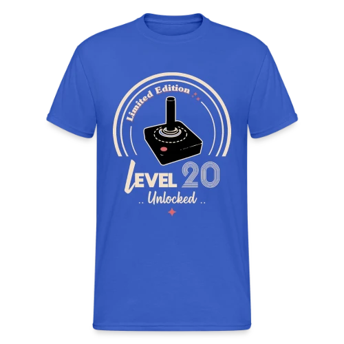 T-shirt Gaming "Niveau 20 Débloqué" - Rétro Anniversaire - T-shirt Gildan épais homme