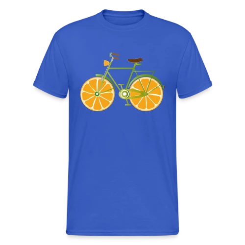 T-shirt Vélo Fruitix : L'Original Fun aux Roues Oranges - T-shirt Gildan épais homme