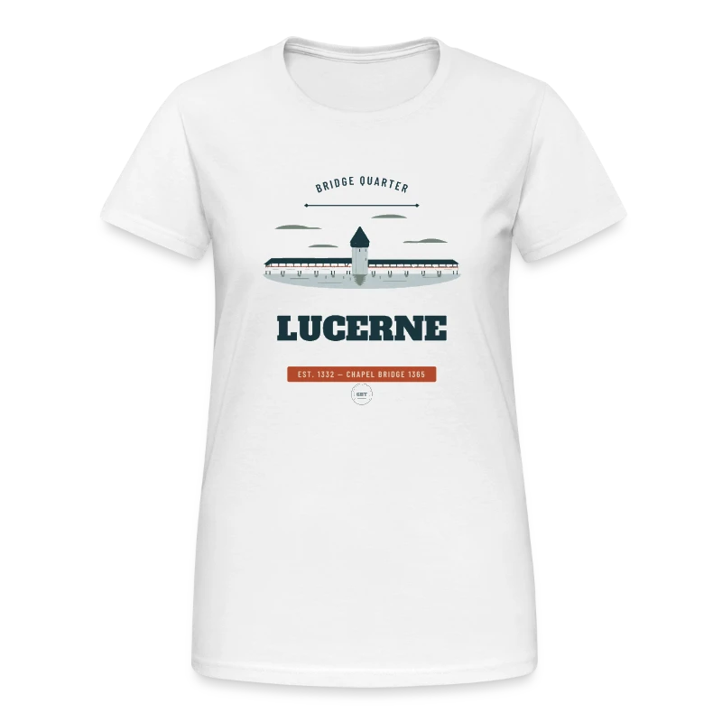 Abzeichen Lucerne auf women's gildan heavy t-shirt