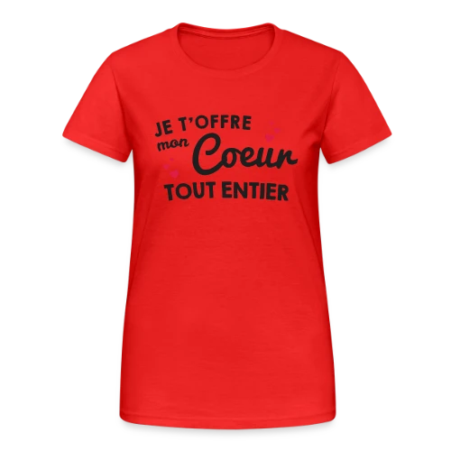 T-shirt Déclaration d'Amour - Mon Cœur Tout Entier - T-shirt Gildan épais femme