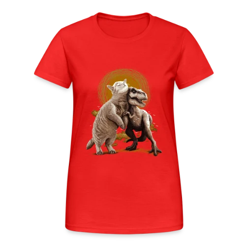 Chats et Dinos Amis : L'Aventure Décalée - T-shirt Gildan épais femme