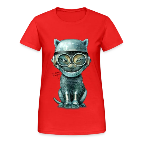 Chat Malin : Curiosité Féline - T-shirt Gildan épais femme