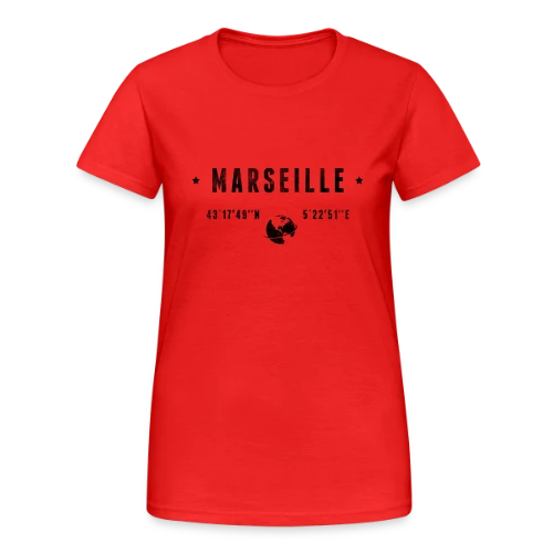 Marseille Coordonnées Globe - T-shirt Gildan épais femme