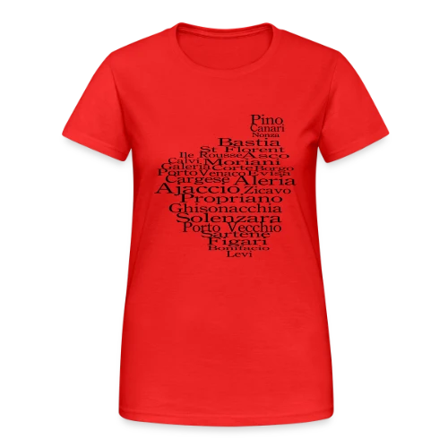 Carte Corse Villes Typographie - T-shirt Gildan épais femme