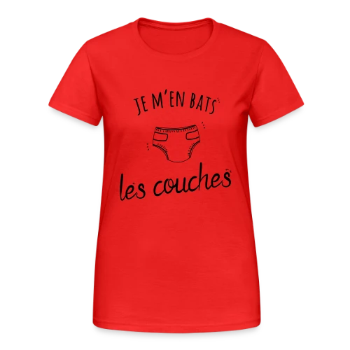 T-shirt Humour "Je M'en Bats Les Couches" - Idée Cadeau Drôle - T-shirt Gildan épais femme