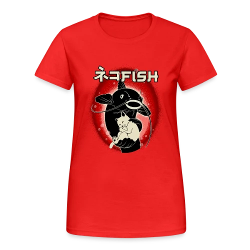 Amitié Insolite : Chat & Poisson-Chat - T-shirt Gildan épais femme