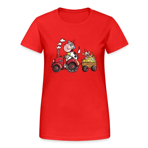 La Vache au Volant, le Cochon à Bord - T-shirt Agricole Fun - T-shirt Gildan épais femme