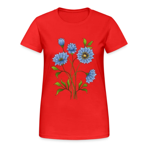 Éclat Floral Bleu - T-shirt Gildan épais femme