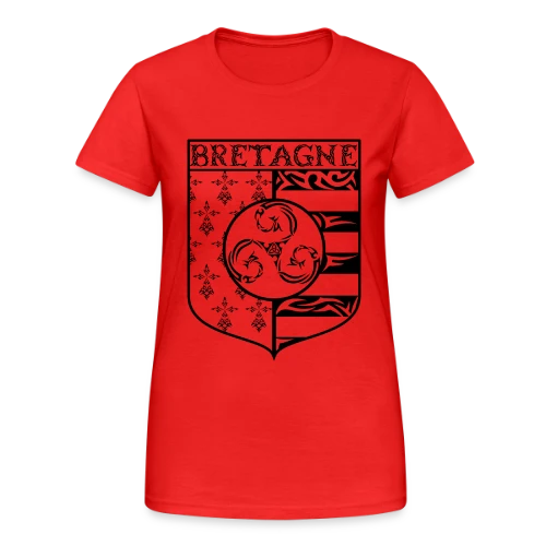 T-Shirt Bretagne - Blason Gwenn Ha Du Triskèle Tribal - T-shirt Gildan épais femme
