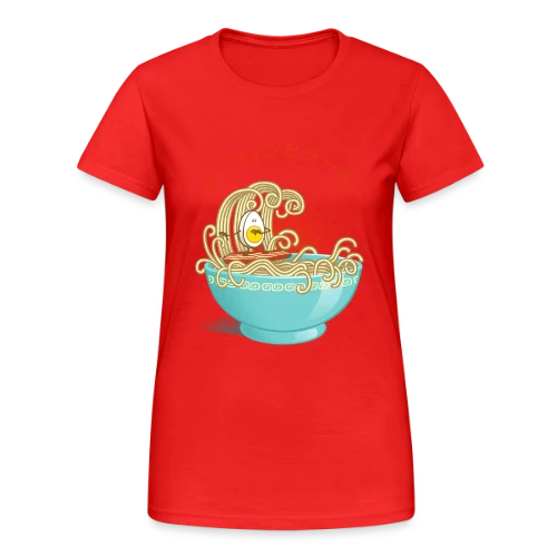 Surf & Ramens : L'?uf glisse dans le bol - T-shirt Gildan épais femme