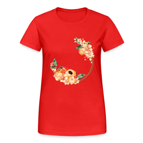 Pêche et Fleur en Couronne Tendance - T-shirt Gildan épais femme