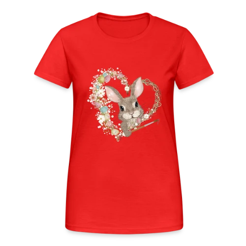 Lapin de Pâques Artiste : Cœur d'Œufs Pastel - T-shirt Gildan épais femme
