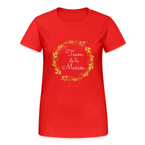 Team de la Mariée EVJF : T-shirt Couronne de Fleurs pour Enterrement de Vie de Jeune Fille - T-shirt Gildan épais femme