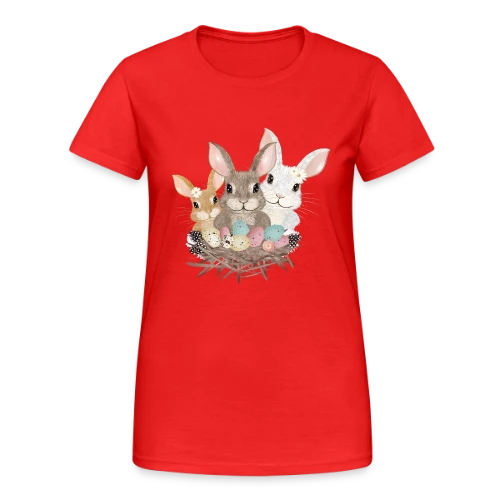 Famille de Lapins de Pâques Pastel Adorables - T-shirt Gildan épais femme