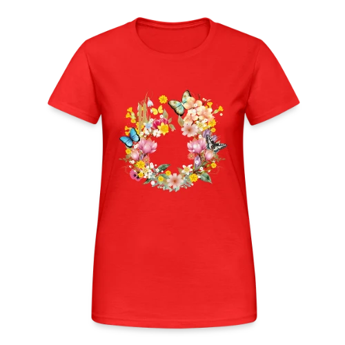 Éclosion Printanière : Fleurs et Papillons Colorés - T-shirt Gildan épais femme