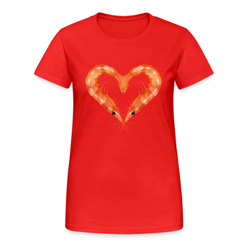Cœur de Crevettes Roses - T-shirt Gildan épais femme