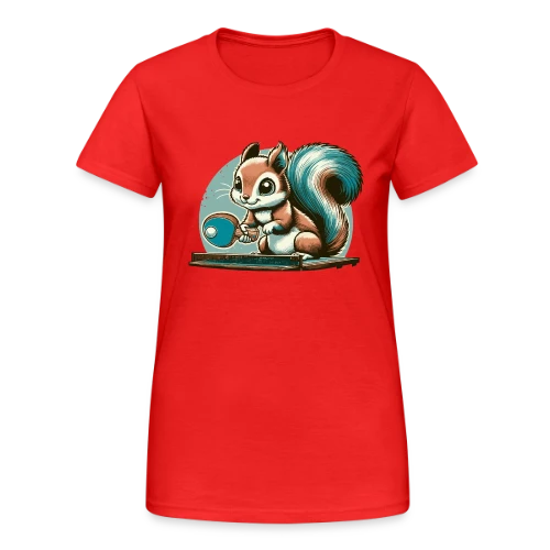 L'Écureuil Champion de Ping-Pong Cartoon - T-shirt Gildan épais femme