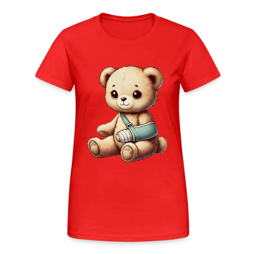Teddy Réconfortant Plâtré : L'Ours Symbole de Courage et d'Amour - T-shirt Gildan épais femme