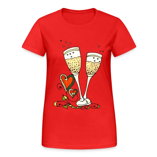 Verres Cœurs & Fêtes - T-shirt Gildan épais femme