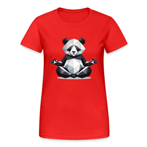Panda Zen Géométrique : Harmonie Minimaliste - T-shirt Gildan épais femme