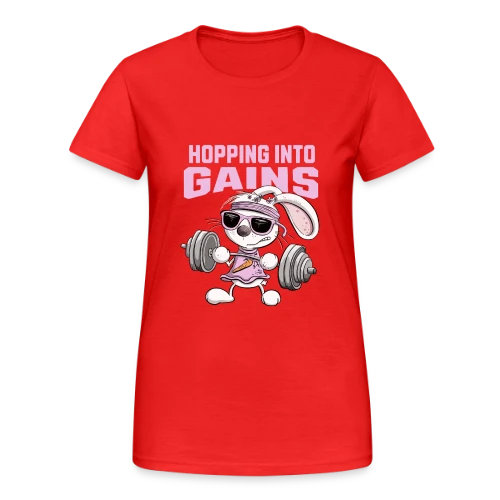Lapin Musculation - Puissance Carottes - T-shirt Gildan épais femme