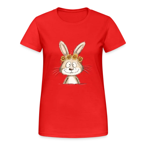 Lapin Rigolo Couronne Fleurs - T-shirt Gildan épais femme